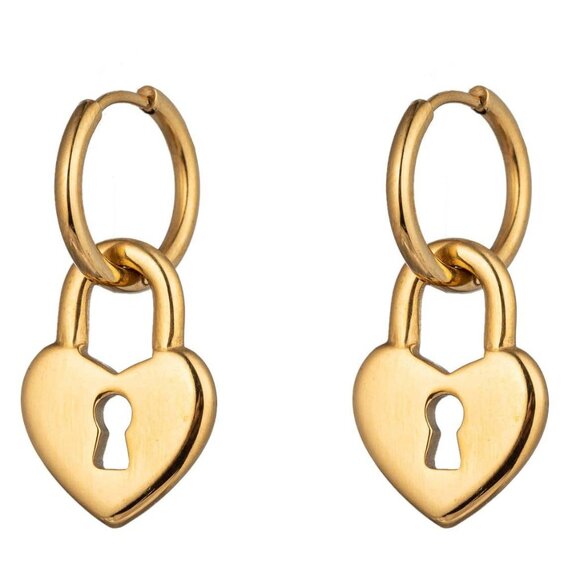 eye candy Jewelry - Louise Golden Lock Huggie Earrings